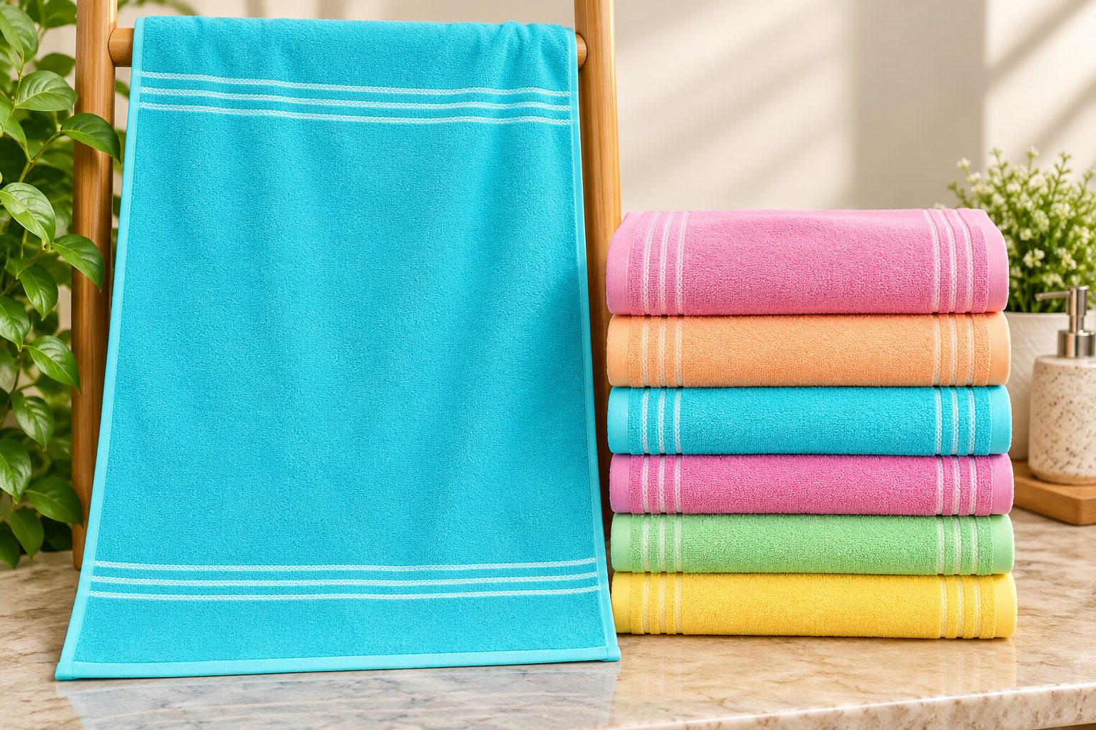 Colourful Spa Towel Display 6PC PKT/ C-755 B-0707 - Image 1