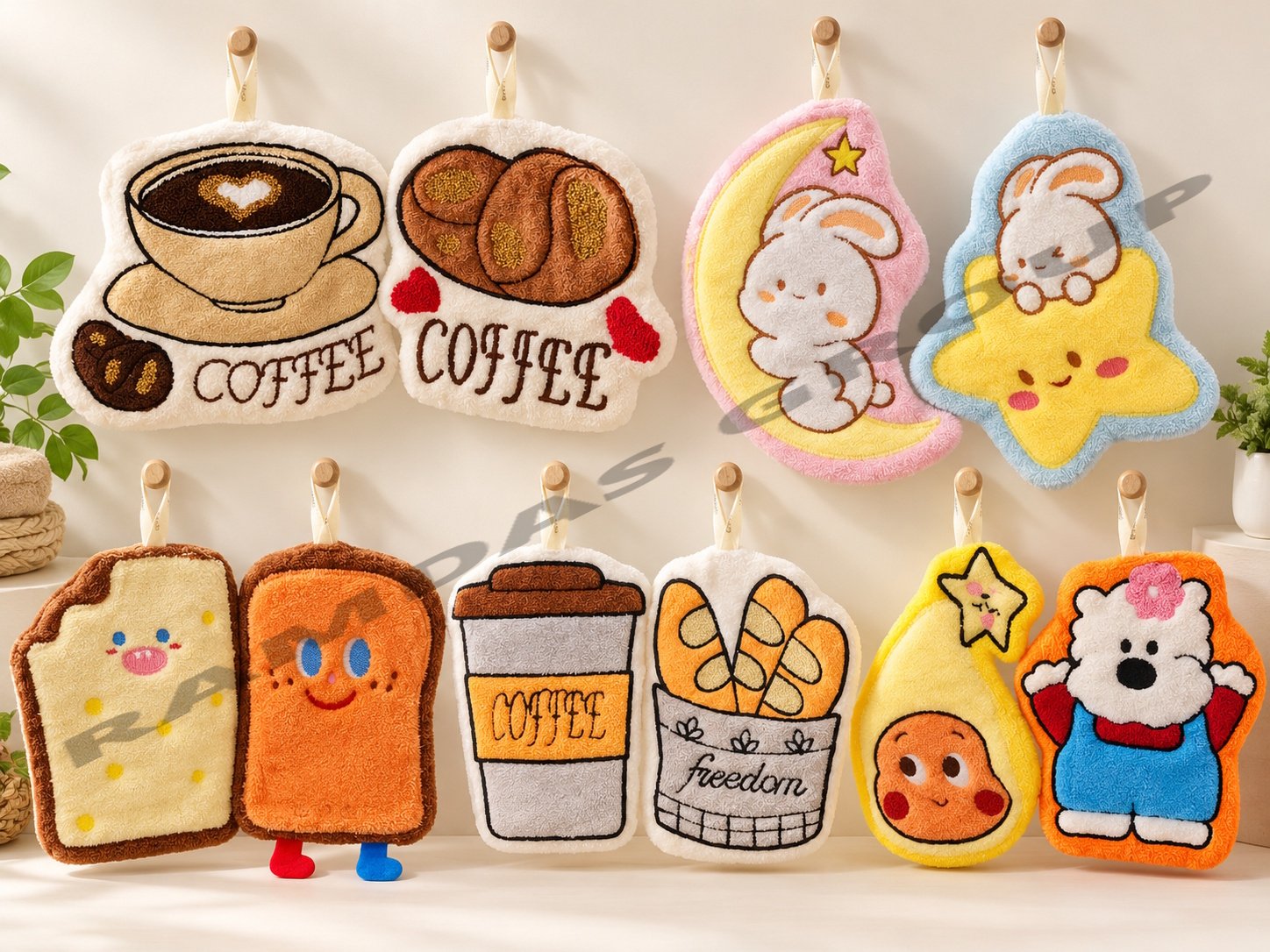 Cute Plush Towel Display Grid 12PC PKT/ C-770 B-3606 - Image 1