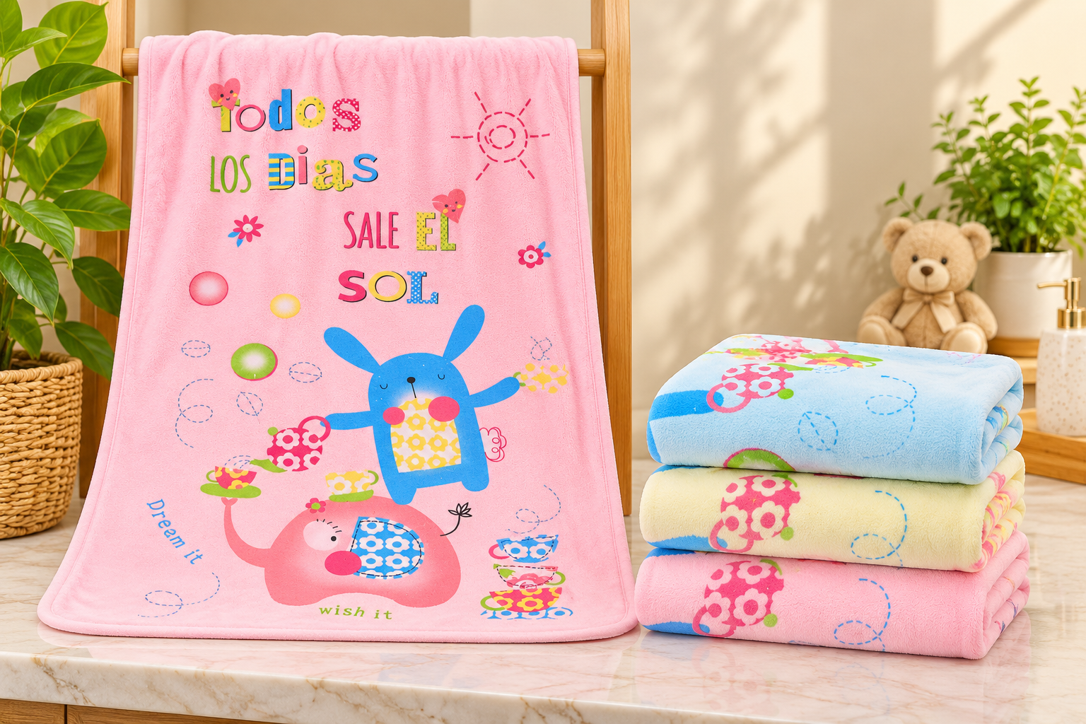 Pastel Cartoon Blanket Display 6PC PKT/ C-7113 B-3443 - Image 1